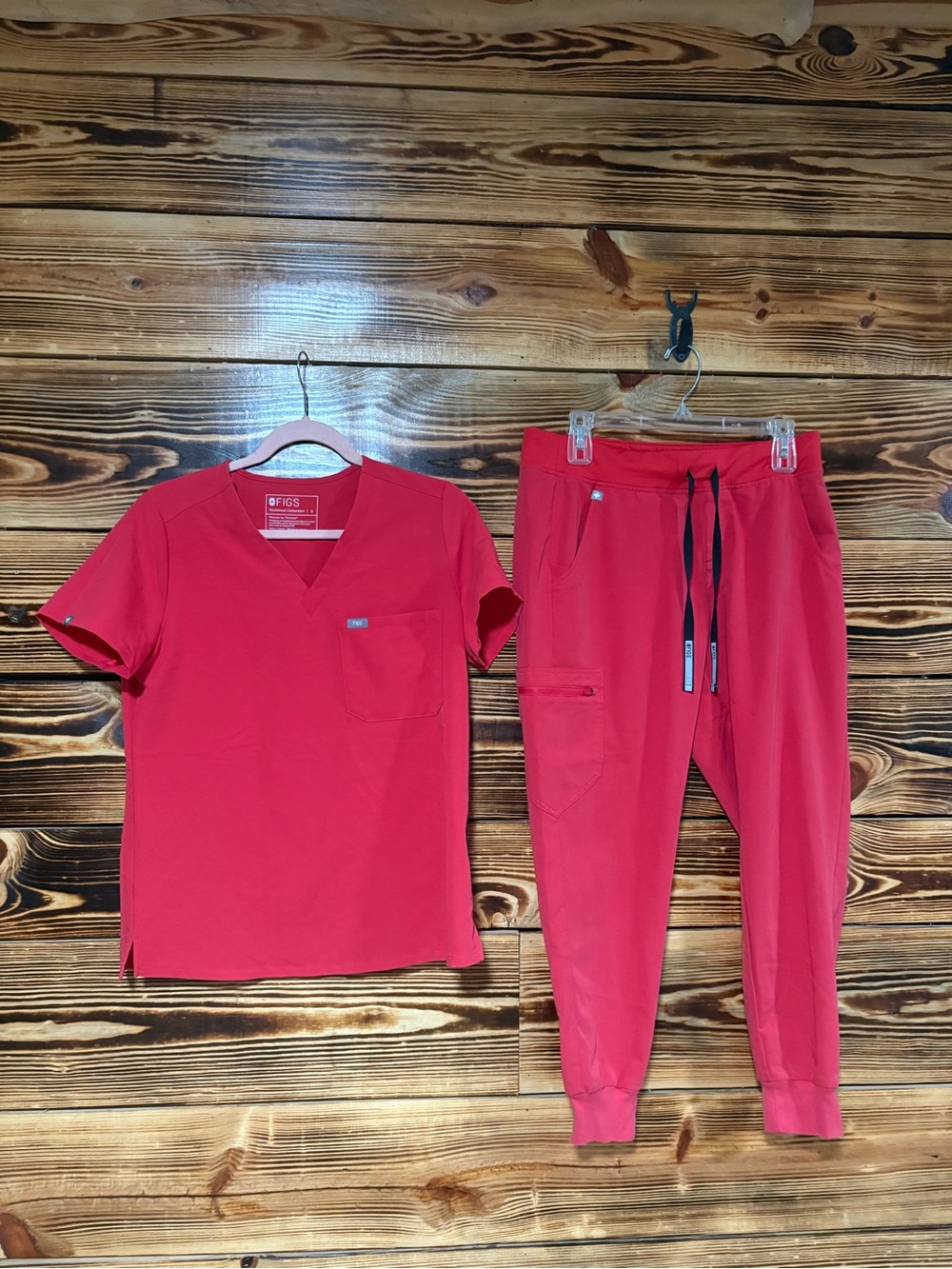 FIGS Red Scrub Set - Top & Jogger Pants